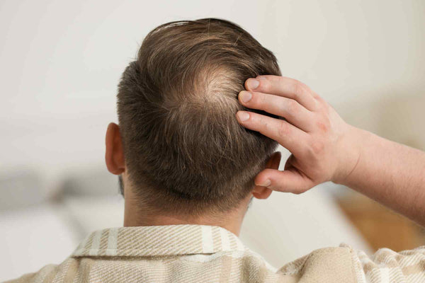 man with hair loss at the back crown of his head