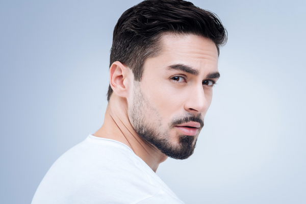 handsome man with facial hair and white t shirt, urth 