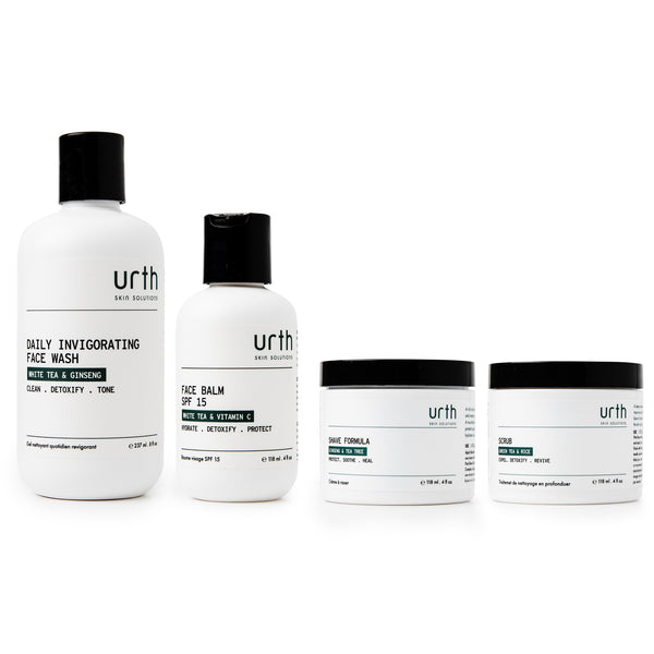 Men's skin care products for better skin and reduced redness on face, urth